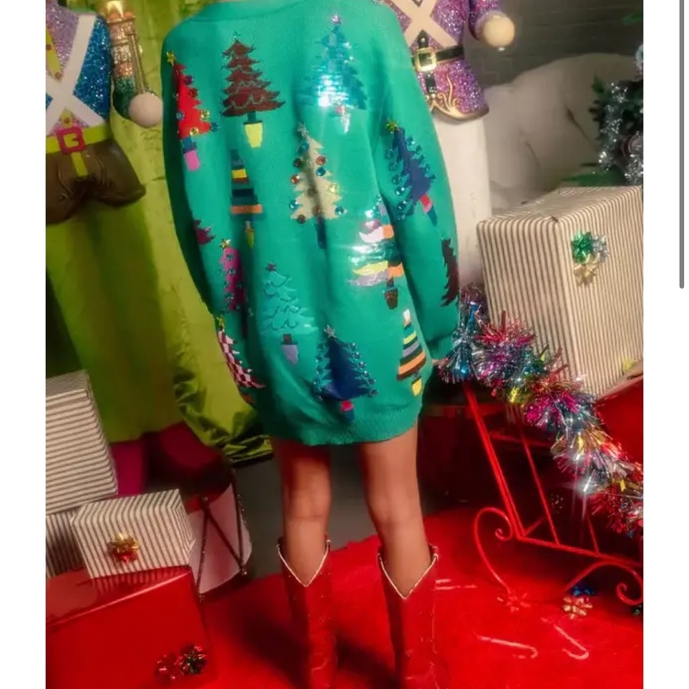 QUEEN OF SPARKLES Green Festive Dress - Picture 2 of 6